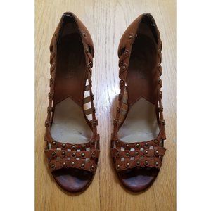 Michael Kors Studded Brown Wedges Size 9